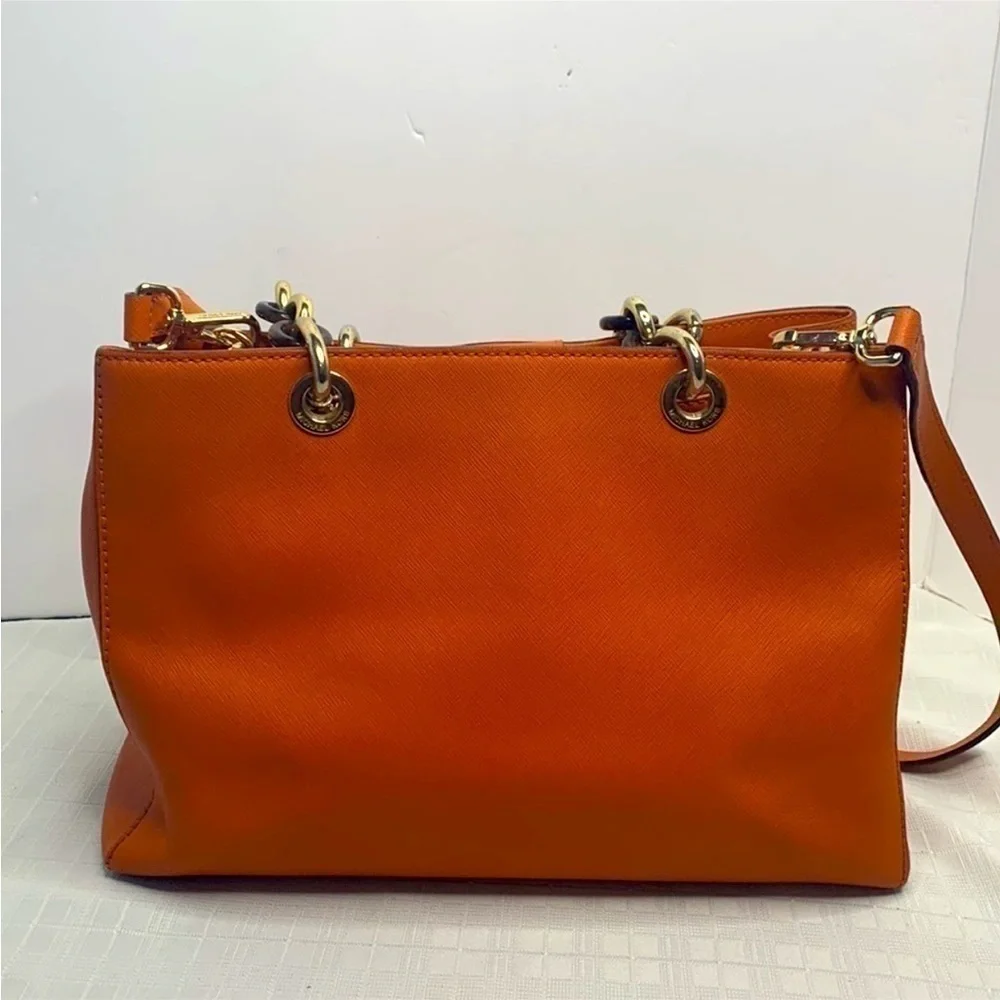 Michael Kors Teagen Small Satchel Crossbody Brown MK Signature Duffle